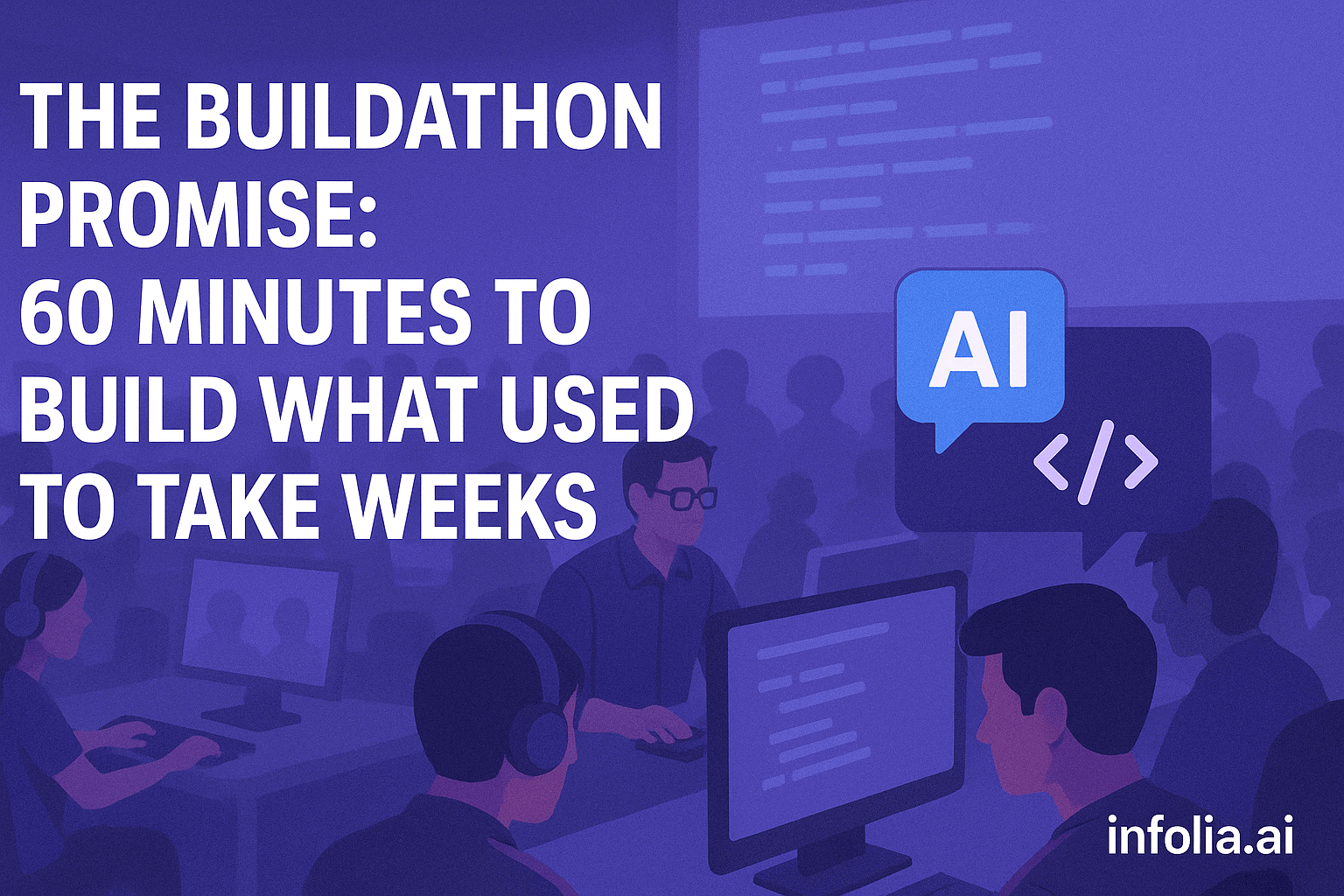 Developer looking frustrated at multiple monitors showing code and AI assistants