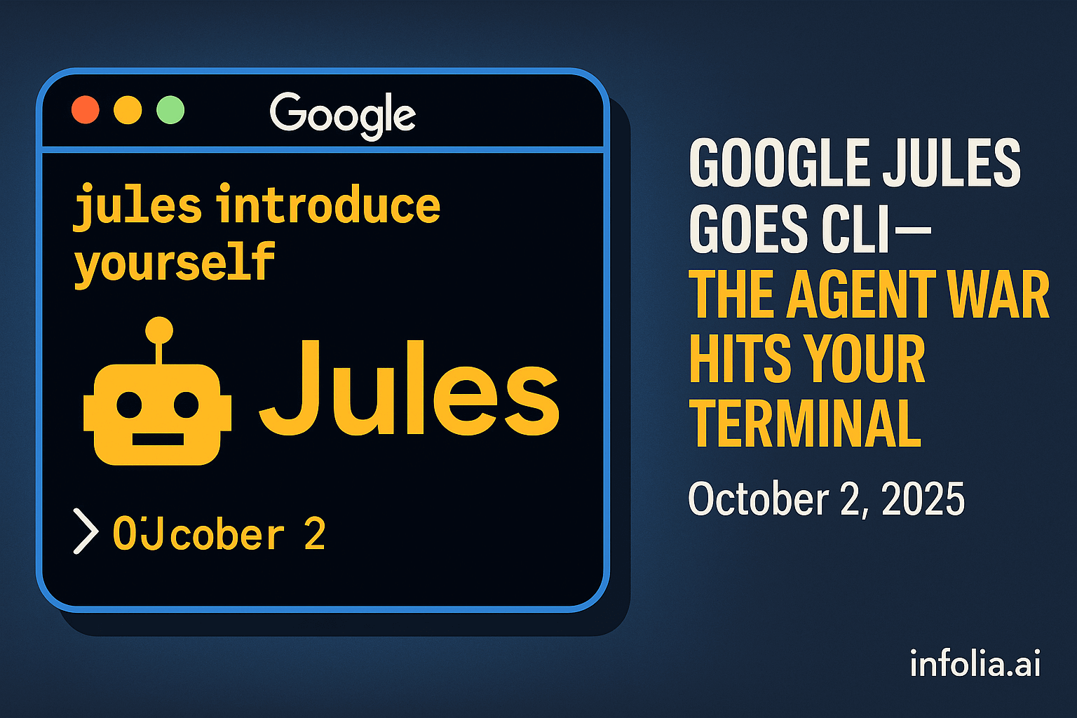 Terminal window showing Google Jules CLI interface with code commands