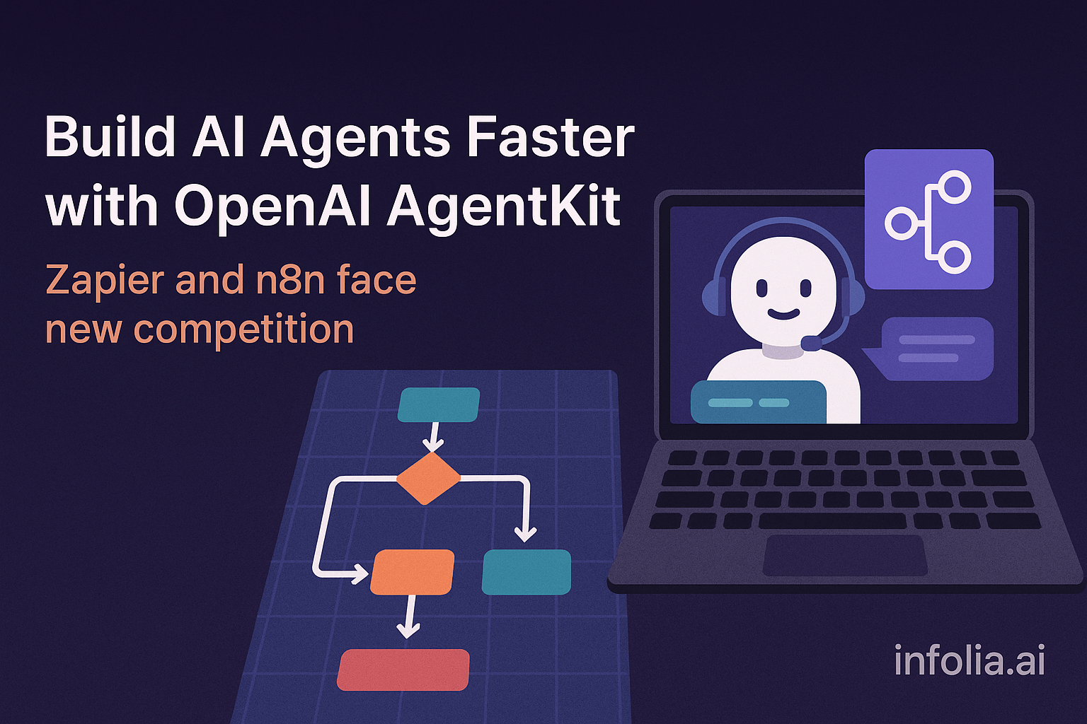Visual comparison of OpenAI AgentKit drag-and-drop interface versus traditional workflow automation tools